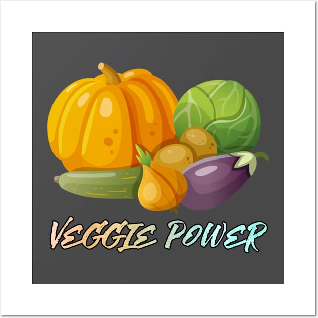 veggie power funny food vegetable Wall Art by untagged_shop